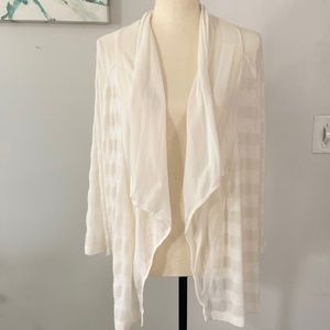 LOFT Ivory Tapered Cardigan Sweater